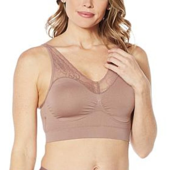 Women's Rhonda Shear 9705 Cotton Blend Ahh Bra With Removable Pads White L